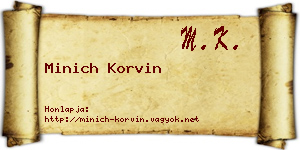 Minich Korvin névjegykártya